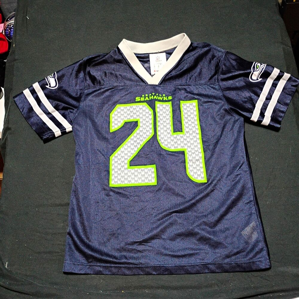 NFL Team Apparel Seahawks Marshawn Lynch #24 Jersey, Boys L, Blue
